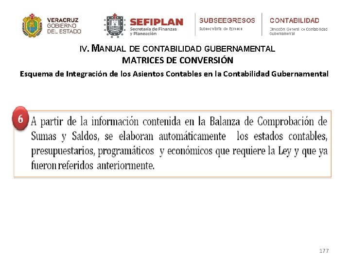 IV. MANUAL DE CONTABILIDAD GUBERNAMENTAL MATRICES DE CONVERSIÓN Esquema de Integración de los Asientos