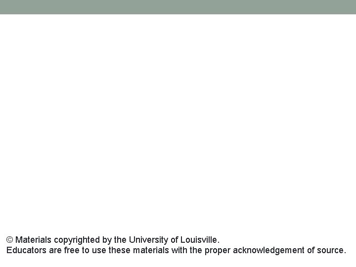 © Materials copyrighted by the University of Louisville. Educators are free to use these