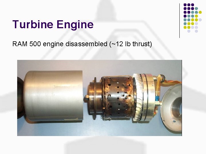 Turbine Engine RAM 500 engine disassembled (~12 lb thrust) 