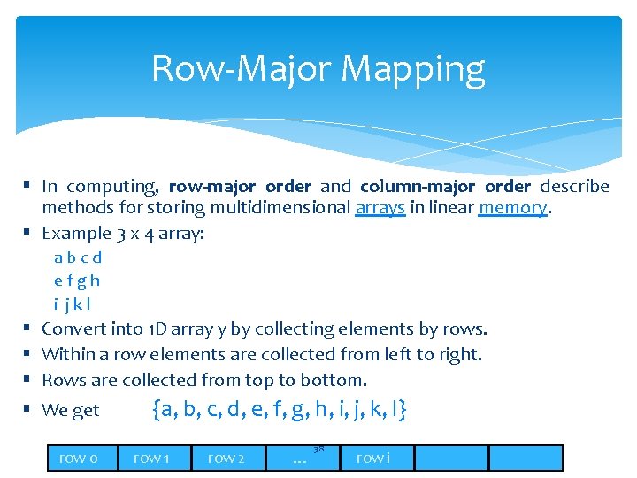 Row-Major Mapping § In computing, row-major order and column-major order describe methods for storing