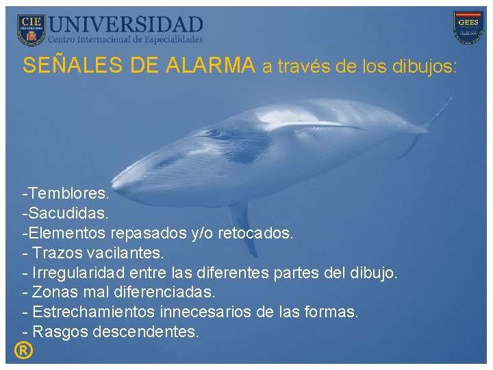 SEÑALES DE ALARMA a través de los dibujos: -Temblores. -Sacudidas. -Elementos repasados y/o retocados.