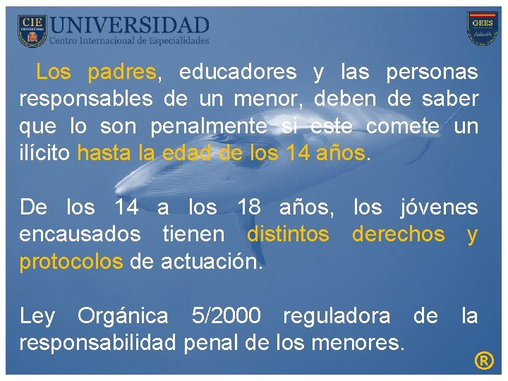 Los padres, educadores y las personas responsables de un menor, deben de saber que