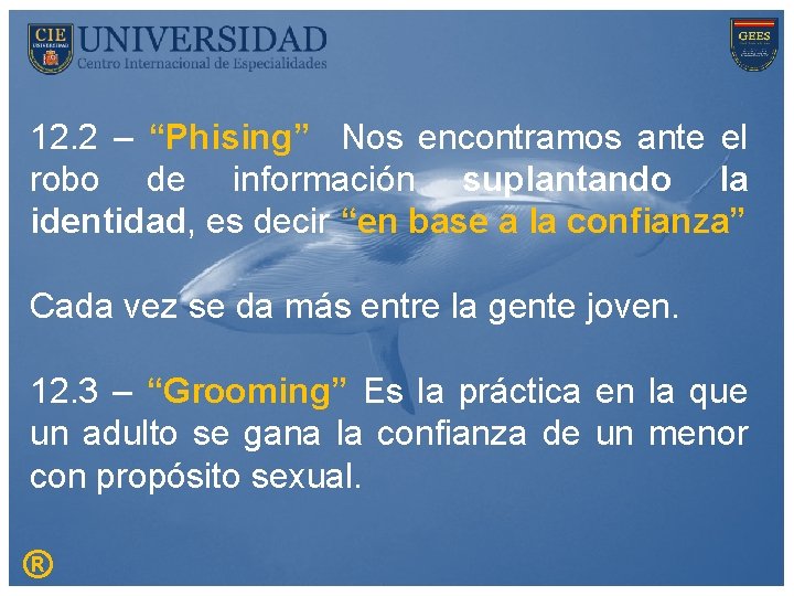 12. 2 – “Phising” Nos encontramos ante el robo de información suplantando la identidad,