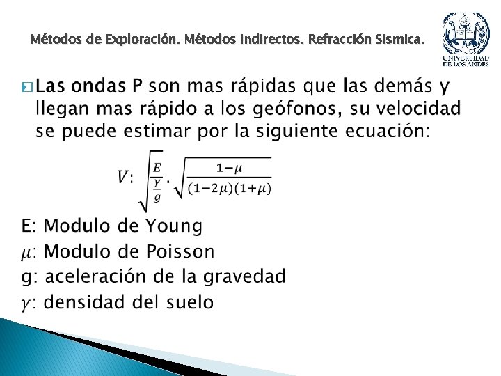 Métodos de Exploración. Métodos Indirectos. Refracción Sismica. � mmmmjjhuufg 