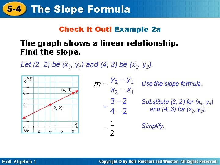 5 -4 The Slope Formula Check It Out! Example 2 a The graph shows