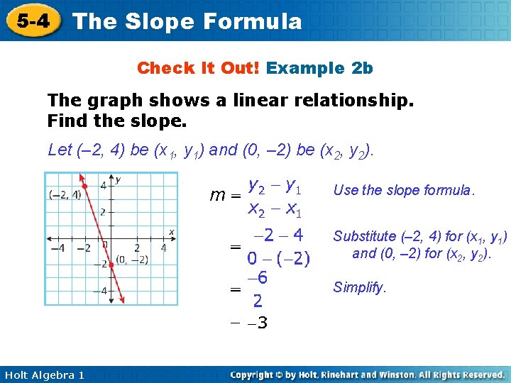 5 -4 The Slope Formula Check It Out! Example 2 b The graph shows