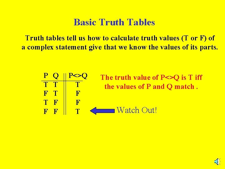 Why Truth Tables We will learn several ways