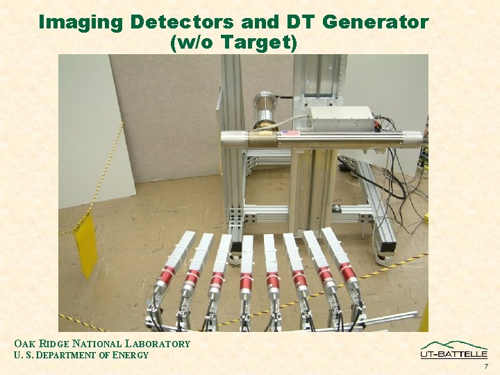 Imaging Detectors and DT Generator (w/o Target) OAK RIDGE NATIONAL LABORATORY U. S. DEPARTMENT