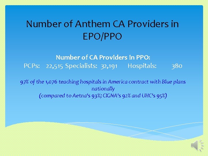 Number of Anthem CA Providers in EPO/PPO Number of CA Providers in PPO: PCPs: