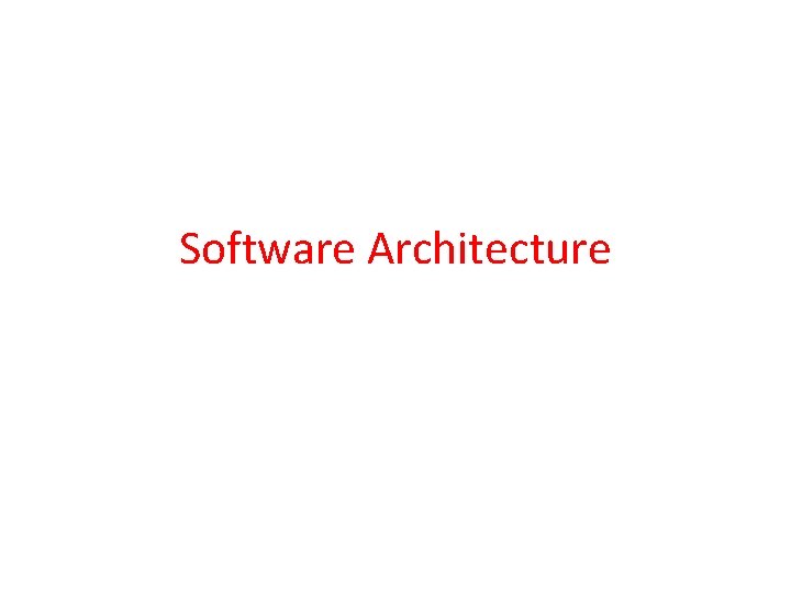 Software Architecture 