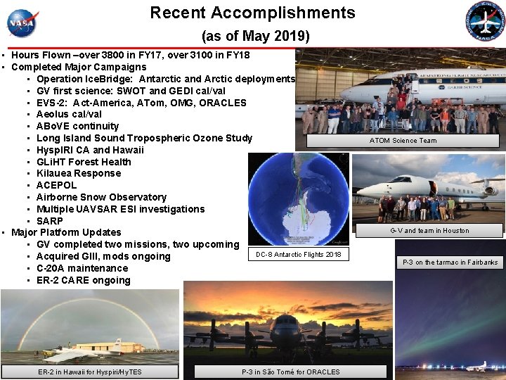 Recent Accomplishments (as of May 2019) • Hours Flown –over 3800 in FY 17,
