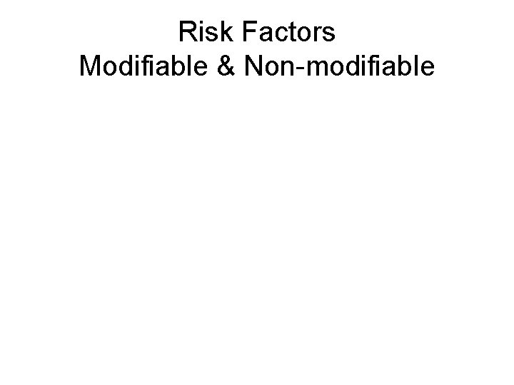 Risk Factors Modifiable & Non-modifiable 