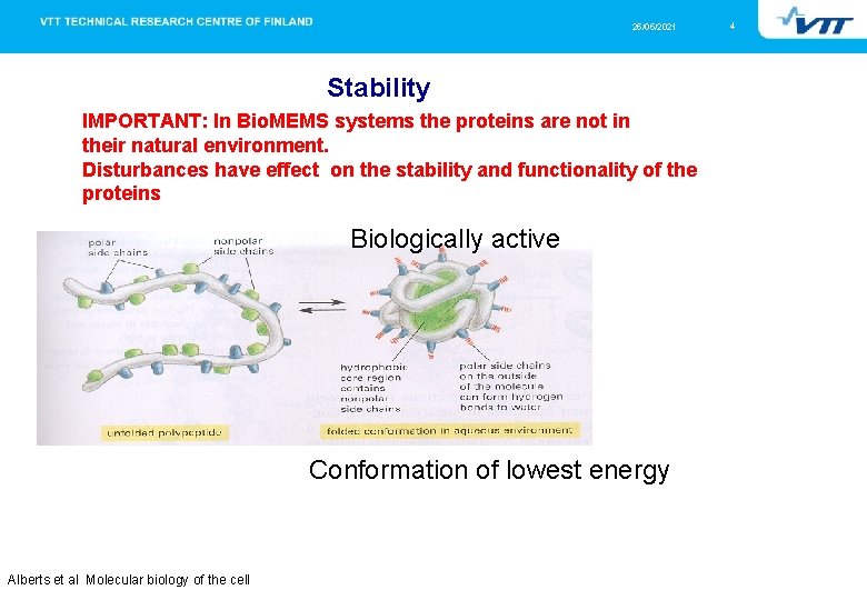 25/05/2021 Stability IMPORTANT: In Bio. MEMS systems the proteins are not in their natural