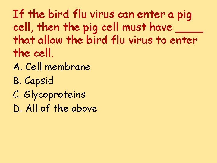If the bird flu virus can enter a pig cell, then the pig cell