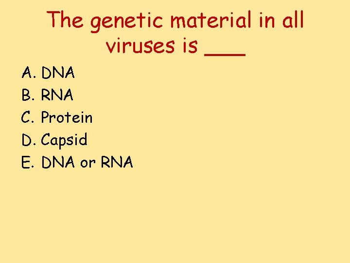 The genetic material in all viruses is ___ A. DNA B. RNA C. Protein