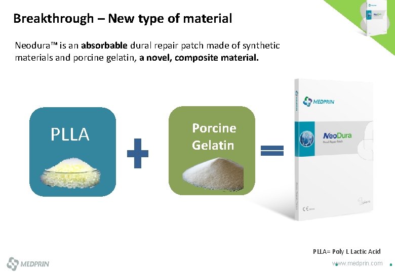 Breakthrough – New type of material Neodura™ is an absorbable dural repair patch made