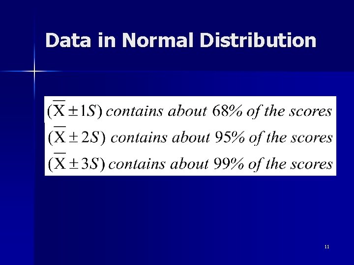 Data in Normal Distribution 11 