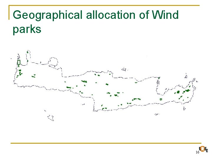 Geographical allocation of Wind parks 16 