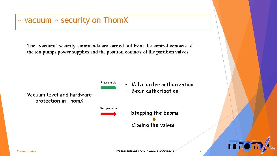  « vacuum » security on Thom. X The “vacuum" security commands are carried