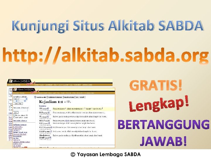 Kunjungi Situs Alkitab SABDA GRATIS! ! p a k g Len 