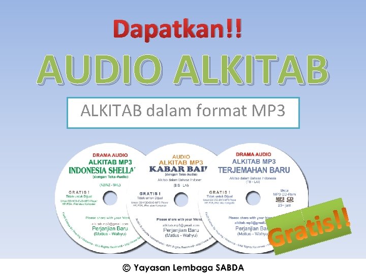 Dapatkan!! AUDIO ALKITAB dalam format MP 3 