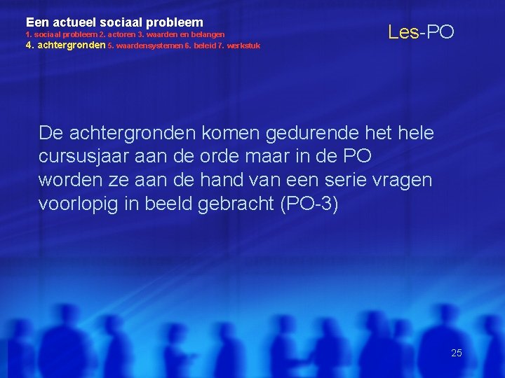 Een actueel sociaal probleem 1. sociaal probleem 2. actoren 3. waarden en belangen 4.