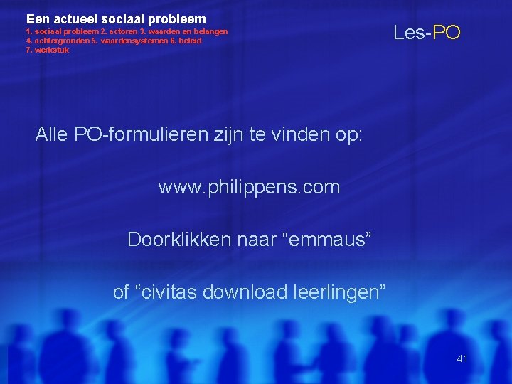 Een actueel sociaal probleem 1. sociaal probleem 2. actoren 3. waarden en belangen 4. Een actueel sociaal probleem 1. sociaal probleem 2. actoren 3. waarden en belangen 4.