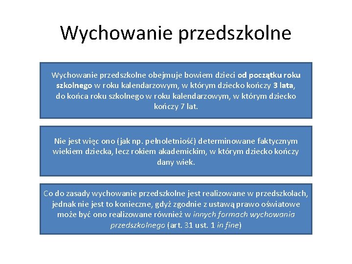 Wychowanie przedszkolne obejmuje bowiem dzieci od początku roku szkolnego w roku kalendarzowym, w którym