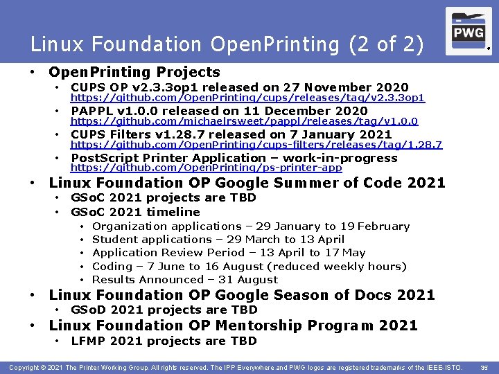 Linux Foundation Open. Printing (2 of 2) ® • Open. Printing Projects • CUPS