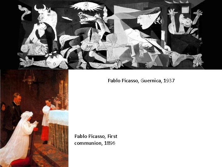 Pablo Picasso, Guernica, 1937 Pablo Picasso, First communion, 1896 