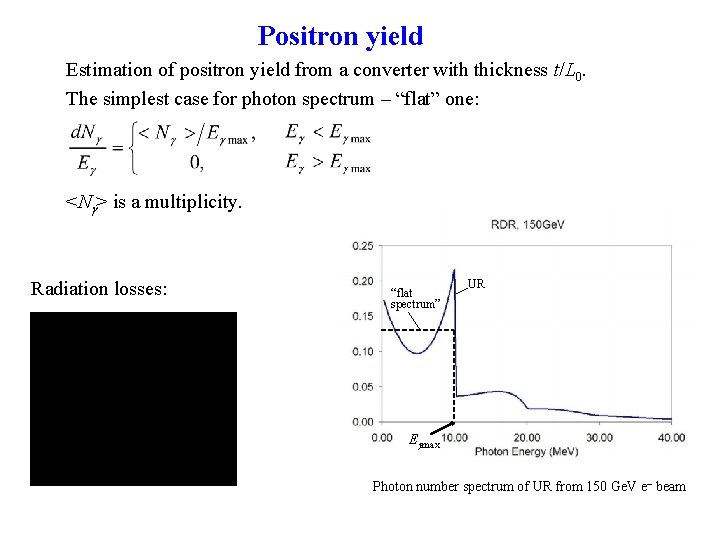 Positron yield Estimation of positron yield from a converter with thickness t/L 0. The