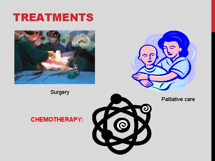 TREATMENTS Surgery Palliative care CHEMOTHERAPY: 