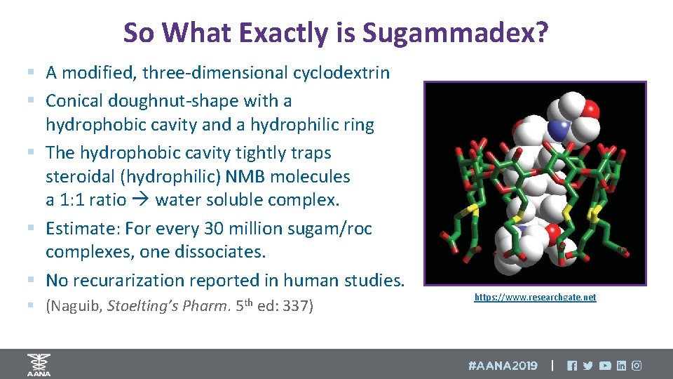 So What Exactly is Sugammadex? § A modified, three-dimensional cyclodextrin § Conical doughnut-shape with