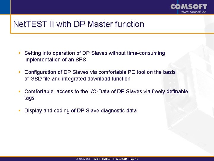 Net. TEST II with DP Master function § Setting into operation of DP Slaves
