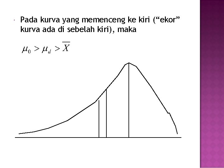  Pada kurva yang memenceng ke kiri (“ekor” kurva ada di sebelah kiri), maka