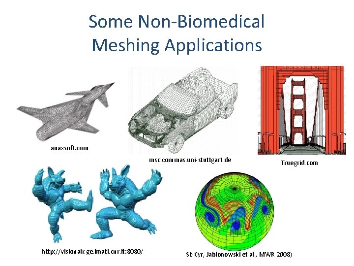 Some Non-Biomedical Meshing Applications anaxsoft. com msc. commas. uni-stuttgart. de http: //visionair. ge. imati.