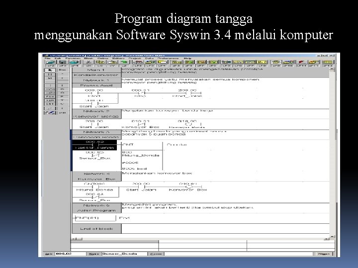 Program diagram tangga menggunakan Software Syswin 3. 4 melalui komputer 