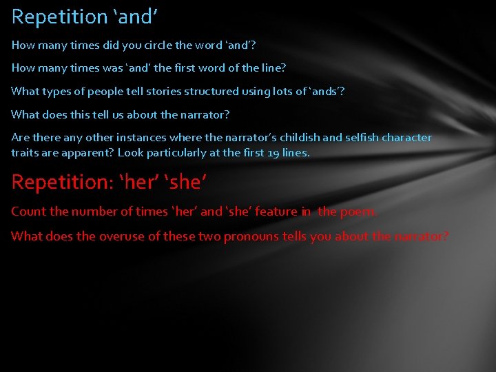 Repetition ‘and’ How many times did you circle the word ‘and’? How many times