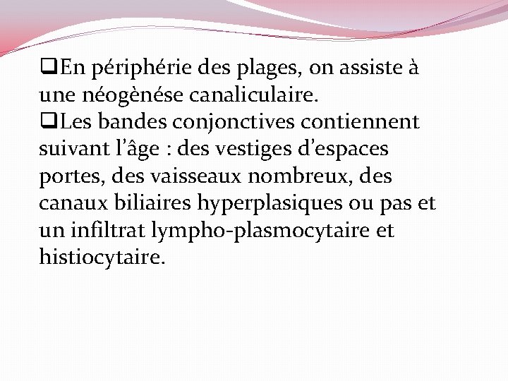q. En périphérie des plages, on assiste à une néogènése canaliculaire. q. Les bandes