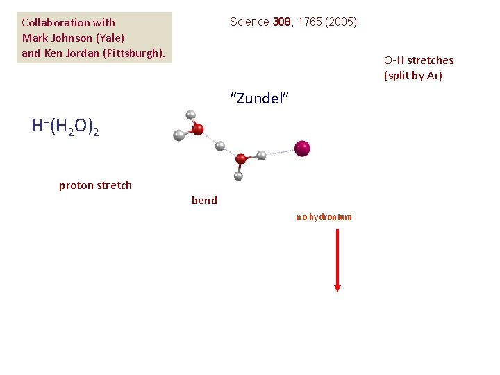 Collaboration with Mark Johnson (Yale) and Ken Jordan (Pittsburgh). Science 308, 1765 (2005) O-H