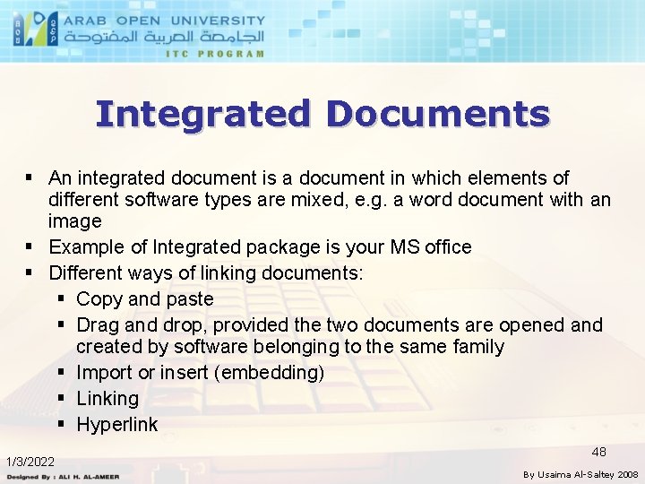 Integrated Documents § An integrated document is a document in which elements of different