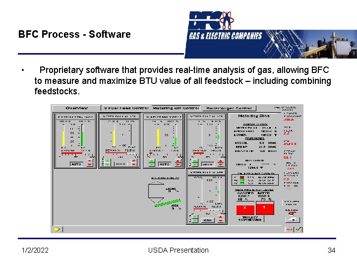 BFC Process - Software • Proprietary software that provides real-time analysis of gas, allowing