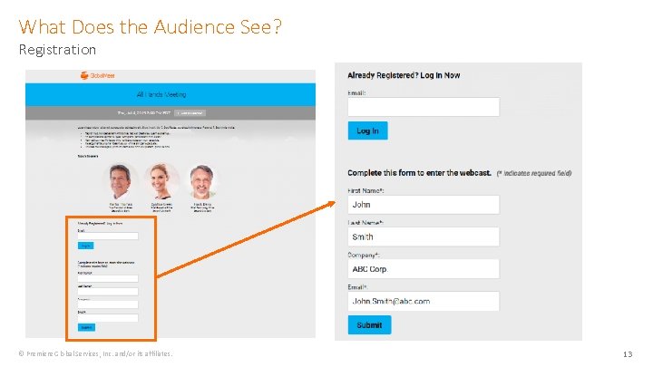 What Does the Audience See? Registration © Premiere Global Services, Inc. and/or its affiliates.