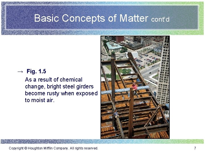 Basic Concepts of Matter cont’d → Fig. 1. 5 As a result of chemical