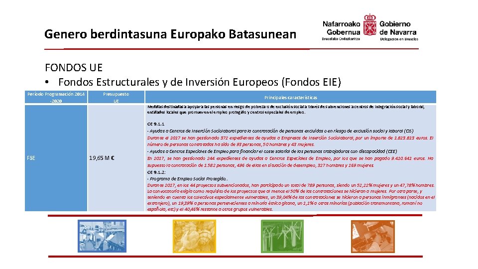 Genero berdintasuna Europako Batasunean FONDOS UE • Fondos Estructurales y de Inversión Europeos (Fondos