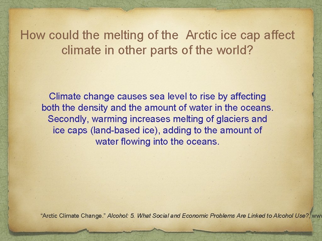 How could the melting of the Arctic ice cap affect climate in other parts