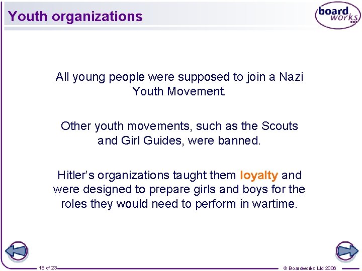 Youth organizations All young people were supposed to join a Nazi Youth Movement. Other