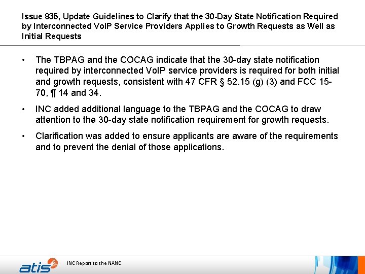 Issue 835, Update Guidelines to Clarify that the 30 -Day State Notification Required by