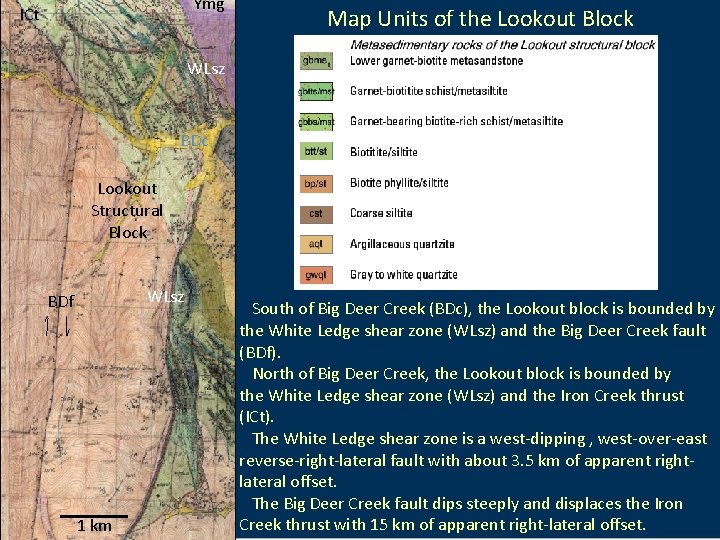 Ymg ICt Map Units of the Lookout Block WLsz BDc Lookout Structural Block WLsz