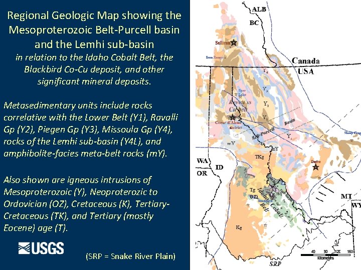 Regional Geologic Map showing the Mesoproterozoic Belt-Purcell basin and the Lemhi sub-basin in relation